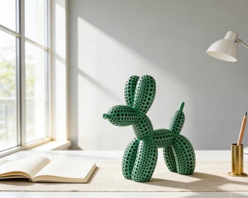 Balloon Dog Statue Decor Polka Dot Dog Cool Stuff to Put on Shelves, Green Balloon Dog Statue Decoration Fun Paperweight, 5 inch Versatile Color Options - color: Green