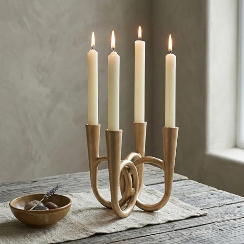 Antique Brass Candle Holder, Iron Taper Candle Holders, Vintage Cast Iron Decorative Candle Stands, Tall Candle Holders for Wedding, Dining Table, Home Decor - color: Golden