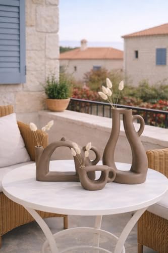 SODEF Decorative Concrete Object Set Handmade, 3 Piece Modern Minimalist Niche Shelf Tabletop Decor, Mink Gray - Mink Gray