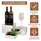 3 Pcs Acrylic Risers for Display, Acrylic Cube Box Food Display Risers Stand Shelf for Catering Dessert Collectibles Jewelry Figures Party (Silver3pc) - size: Silver 3pcs (6",7",8")
