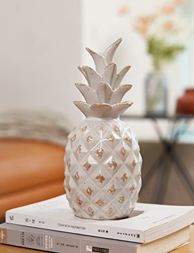 HAUCOZE Pineapple Statue Decor Fruits Sculpture Gifts Home Arts Ceramic Figurine 9.1 inch