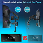 WALI Dual Monitor Mount for Ultrawide Heavy Duty Curved Monitor Stacking, Dual Monitor Arms Fits 13-49 Inch for Ultrawide Screens up to 44lbs, 49 inch Monitor Arm, Black - size: 13"-49", style: Dual Arms