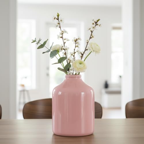 Sunddo Ceramic Vase for Home Decor Shelf Bedroom Living Room Bathroom Windowsill Desk Decor Holiday & Event Table Decor Modern Gift Home Decor Decorative Vase Centerpiece for Flowers - Pink 7 Inch - color: Pink, size: 7 inch