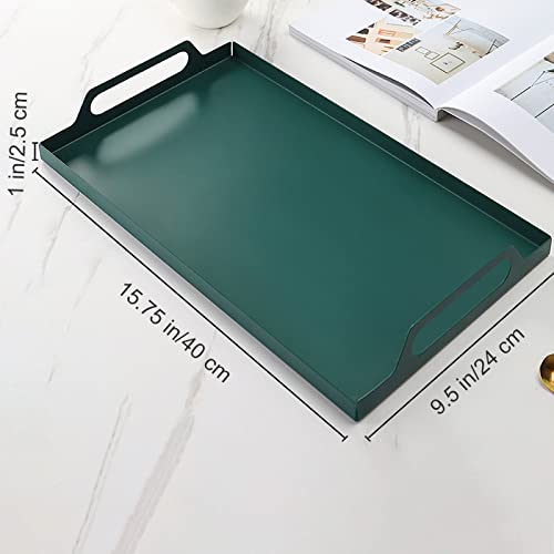 VANRA Metal Serving Tray Portable Bed Tray with Handles for Coffee Table, Living Room, Kitchen and Bathroom (Black Green) - color: Black Green