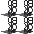 Book Ends, Metal Foldable Bookends for Shelves, Non-Skid Book End to Hold Books, Black Book Stopper/Holder for Office Home Kitchen (Black-2Pair) - color: Black-2pair
