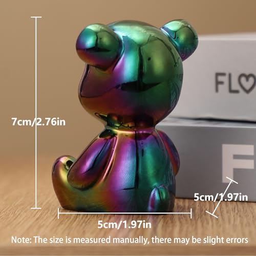 Small Bear Figurines Animal Sculpture Home Décor for Living Room Bedroom Office Statues Desktop Cabinets Tabletop Decor for Women Mom Birthday Gift(Green) - color: Green