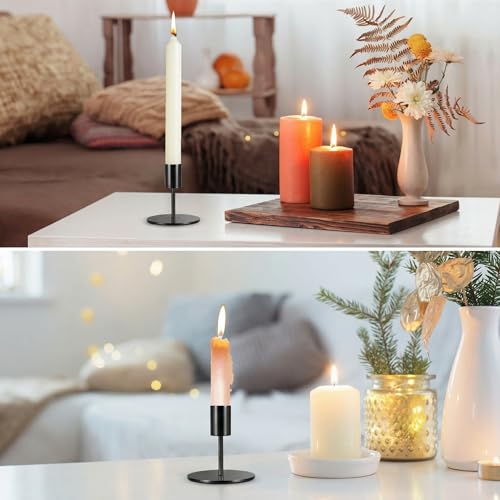 3 Pcs Black Candlestick Holders Set - Matte Black 5.5" & 3.3" Taper Candle Holders for Modern Table Centerpiece and Home Decor