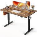 FEZIBO Standing Desk, 55×28 Inches Electric Height Adjustable, Sit Stand Up, Computer Office Desk with Splice Board, Black Frame/Rustic Brown TOP - color: Rustic Brown, size: 55 x 28