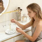 Jewelry Organizer Stand, Metal Necklace Holder Display With 42 Hooks, Gold Jewelry Holder for Necklaces, Bracelets, Rings, Bedroom College Dorm Decor for Women and Girls