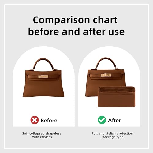 DGAZ Luxury Handbag & Tote Organizer, Silk Purse Organizer, Fits mini Kelly Bags (Gold, miniKelly2) - color: Gold, size: miniKelly2