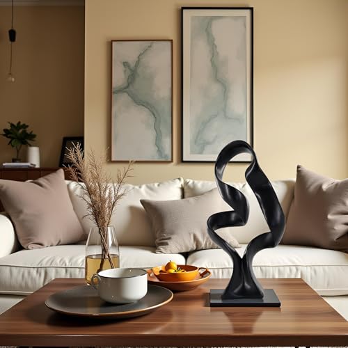 15" Modern Abstract Ribbon Decorative Sculpture, Knot Sculptures,Home Decor,Coffee Table Statues,Dining Living Room Desk Decor（Black） - color: 15" Black