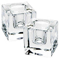 Square Glass Candle Holder Set of 2, Clear Taper Candlestick Holders, Ideal Gift for Dining Table, Wedding, Christmas and Party.… - color: Transparent 2pcs