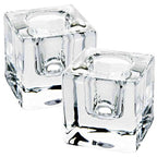 Square Glass Candle Holder Set of 2, Clear Taper Candlestick Holders, Ideal Gift for Dining Table, Wedding, Christmas and Party.… - color: Transparent 2pcs