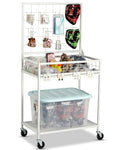 AHOWPD Grid Wall Panels Display Cart - Rolling Heavy Duty Metal Wire Grid Wall Display Stand Rack with 10 Hooks & 10 S Hooks for Craft Shows, Retail Art Fair and Flea Market (White Cart, 1 pc) - color: White Cart