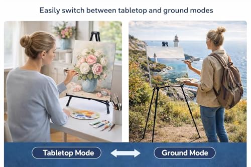 MXG Professional Aluminum Foldable Display Easel for Painting, Signs, Poster, 33-64" Height Adjustable Table Top & Floor Metal Tripod for Canvas, Art, Exhibits, Office, Outdoor - Black - color: Black