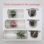 KMwares Glass Cylinder Candle Holders Set of 3 with Artificial Succulent and Decorative Stones, Hurricane Candle Holder Centerpiece for Table, Wedding, Bathroom and Home Decor (Candles Not Included)