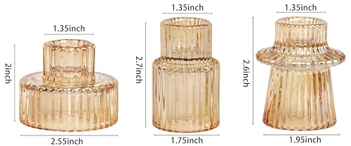 Vixdonos Taper Glass Candlestick Holders Tealight Candle Holders for Table Centerpieces, Wedding Decor and Dinner Party (3 Pcs, Gold) - color: Gold, size: 3 Pcs