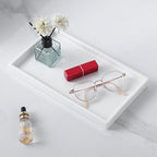 Bathroom Vanity Tray - 11'' Ceramic Rough-Textured Rectangle Countertop Tray, Heavy-Duty Perfume Organizer Plate, Jewelry Ring Tray, Kitchen Soap Dispenser Stone Trays, White - color: White