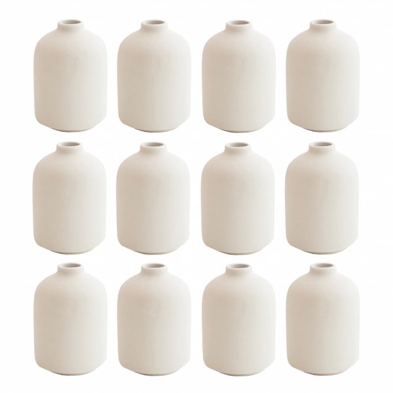 Modern White Small Ceramic Vase Set of 12 for Living Room Bedroom 4.13'' Minimalist Fresh Flower Vases for Home Decor Office Fireplace Centerpieces Nordic Style Gift for Fake Plant 12 Pack - color: 12 Pack White - Style 5