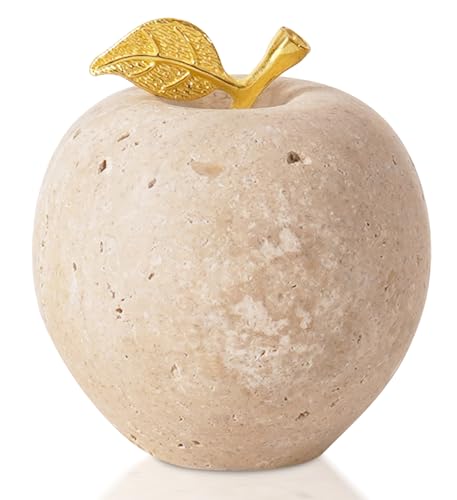 Radicaln Decoration Piece Travertine 3" Inch Handmade Apple Paperweight Home Decor – Best for Office Table Decoration & Study Room Decor Paperweight - color: Travertine