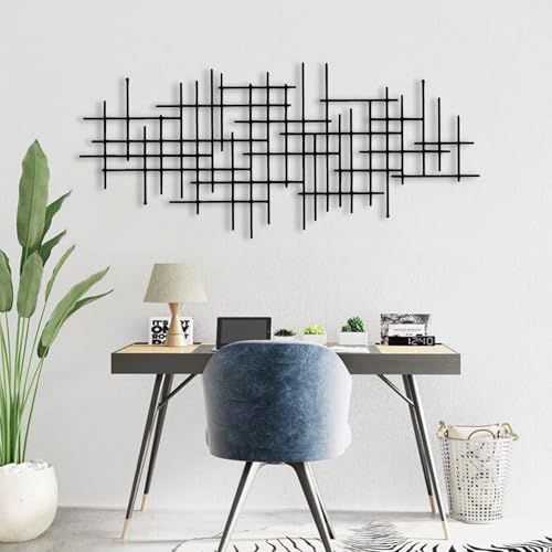 OZF Metal Geometric Line Wall Art, Modern Minimalist Abstract Metal Line Art Wall Decor for Living Room Bedroom Office Kitchen Dining Room (Gold, 48 x 21 in | 121 x 53cm) - color: Gold, size: 48L"x21W"