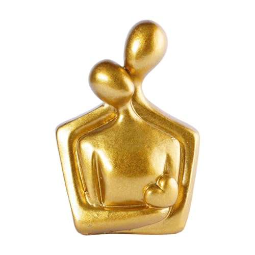 Abstract Couple Sculptures Statues for Home Decor Resin Love Statue Modern Tv Stand Decor Small Decor for Shelves Romantic Bedroom Decor for Couples, Gold - color: Gold