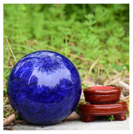 StoneStory Natural Artificial Melting Casting Crystal Sphere Ball Natural Large Blue Sphere Sculpture Figurine with Stand 100mm (Blue 10cm/3.94 inch)