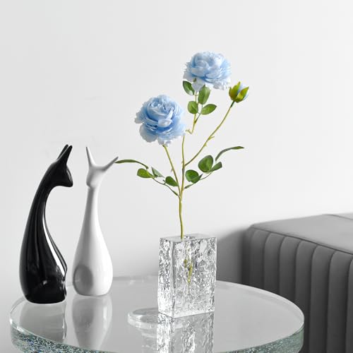 Crystal Flower Vase with Glacial Texture,Heavy Duty Large Clear Vase for Dining Table Kitchen Office Home Shelf Display Wedding Living Room Centerpieces - color: M-cv267-s