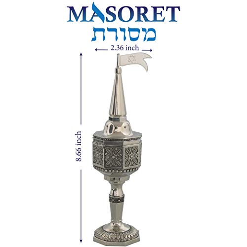 Havdalah Spice Besamim Holder 8.6 Inches, Octagon Shape Besamin Spices Box Tower with Jerusalem Flag Decoration - color: Besamim Holder 2