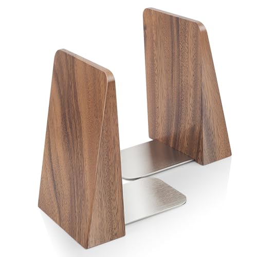 DRELIFAM Walnut Book Ends Heavy Duty Handmade Bookends for Shelves Book Ends Decorative to Hold Heavy Books (Walnut Wood Small) - color: Small Walnut Wood