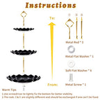 BACUTHY 3 Tier Cupcake Stand Holder, Plastic Cup Cake Stand Towel with Tiered Serving Tray for Cupcakes, Donuts, Fruits and More, White (Black) - color: Black