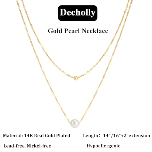 Mothers Day Gifts - 14K Gold Plated Pearl Necklaces for Women Trendy Dainty Necklace Simple Layered Gold Pearl Necklace for Women Mothers Day Wedding Birthday Gifts - color: 4-Layered Pearl