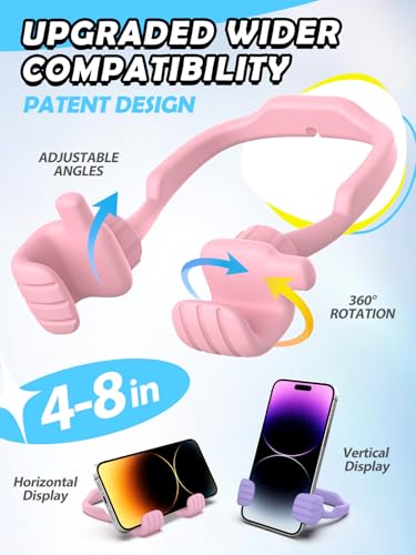 Gifts for Mothers Day Mom Wife Adults Cell Phone Stand: UPGRADE Adjustable Thumbs Up Lazy Phone Holder for Desk Cool Gadgets Stocking Stuffers Birthday Gadget for Teen Girl Gift Trendy Stuff Ideas - color: Purple & Pink, size: 2