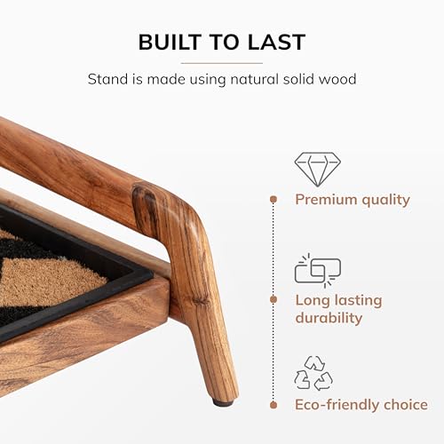 Anji Mountain Heavy Duty Waterproof Wooden Shoe Storage Mat Organizer/Boot Storage Tray Multi Use for Entryway with Coir, Tan and Ivory Insert, 1 Tier, Fits 2 Pair (26.5" Wide) - color: Tan and Ivory, size: 1 Tier, Fits 2 Pair