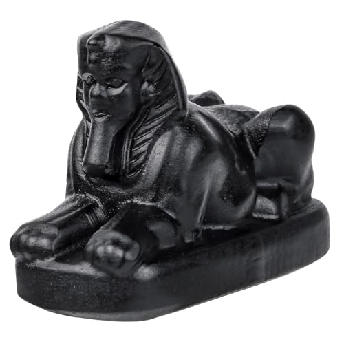 Nupuyai Hand Carved Sphinx Statue for Home Decor, Natural Black Obsidian Crystal Figurine Stone Sculpture Decoration for Fengshui - style: Sphinx