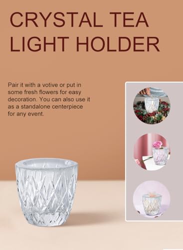 Serene Spaces Living 2.5" Elegant Glass Crystal Tea Light Holders for Events and Weddings - size: Twin