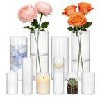 Brajttt Glass Cylinder Vase,10 Pack Glass Flower Vases,Hurricane Floating Candle Vases for Centerpieces Tables,Tall Cylinder Clear Vase for Centerpieces Wedding Party Home Décor