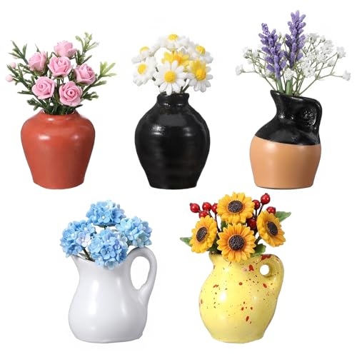5 Pcs Cute Fridge Magnets, Mini Vase Magnets for Fridge Tiny Vase Fridge Magnets for Refrigerator Fridge Locker Decoration Kitchen Office Accessories (Without Flower)