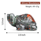 Crystal Turtle Figurines 2" Africa Blood Stone Healing Pocket Gemstone Sculpture Hand Carved Tortoise Statue for Home Office Decor, Paperweight