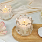 Elsjoy Set of 12 Tulip Glass Votive Candle Holders, Decorative Tea Light Candle Holders, Clear Glass Flower Tealight Candle Holder for Table Centerpieces, Wedding Decor