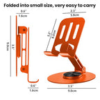 Universal Metal Cell Phone Stand, Multi-Angel Adjustable 360° Rotation Non-Slip Metal Phone Stand Compatible with iPhone 17 16 Pro Max and All Smartphones (Orange) - color: Orange