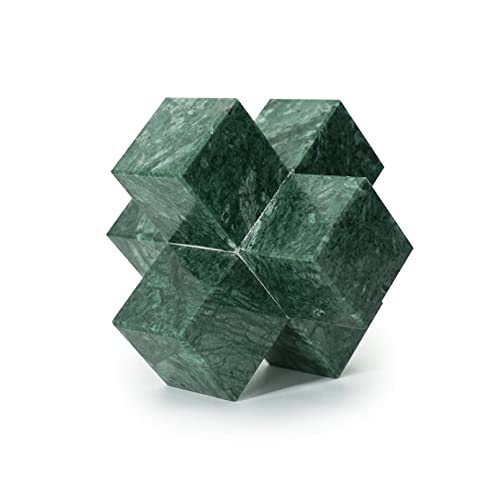 DreamsEden Geometric Sculpture, Small Green Marble Decorative Ornaments Modern Home Decor Accent Paperweight - color: Green Marble Paperweight