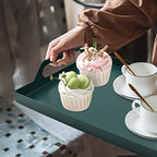 VANRA Metal Serving Tray Portable Bed Tray with Handles for Coffee Table, Living Room, Kitchen and Bathroom (Black Green) - color: Black Green