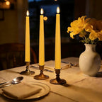 Yellow Flameless Taper Candles with Remote, 9.6 Inches Real Wax Battery Operated Candles, 3 Pack Flickering LED Candlesticks, Tall Taper Fake Candles for Home, Wedding, Party - color: Yellow