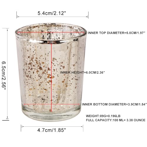 Silver Mercury Glass Tea Light Holders Set of 36 - Elegant Votive Candle Holders for Weddings, Showers and Home Decor - Perfect for Table Centerpieces and Parties (Glass, Silver) - color: Silver