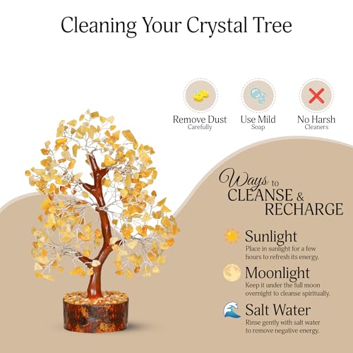YATSKIA Yellow Aventurine Crystal Tree of Life - Gemstone Tree Home Decor - Feng Shui Crystals - Positive Energy Gifts - Reiki Gifts - color: Yellow Aventurine Silver Wire