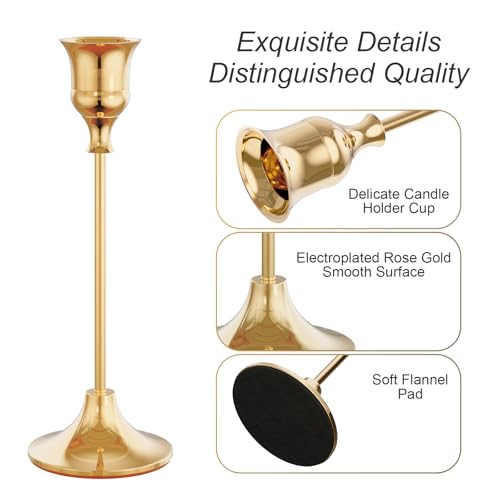 NLBTW French Gold Candlestick Holders Taper Candle Holders, Set of 3 Vintage Candle Sticks Holder Decor Used as Fireplace Mantel or Table Centerpieces for Wedding, Dinning, Party - color: French Gold, size: 1 set (3 pcs)