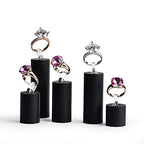 Black Acrylic Ring Display Stand 7 Piece Acrylic Cylinder Ring Display Organizer