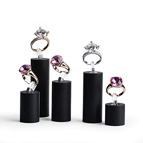 Black Acrylic Ring Display Stand 7 Piece Acrylic Cylinder Ring Display Organizer