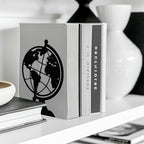 Peacoblue Metal Bookends for Shelves, Modern Decorative Heavy Duty Study Book Support Stoppers for Office, Desk, Shelf, Room 5.3"x4.3"x7.4" Cast Iron Simple Tall Bookends, 1 Pair (Globe) - style: Globe